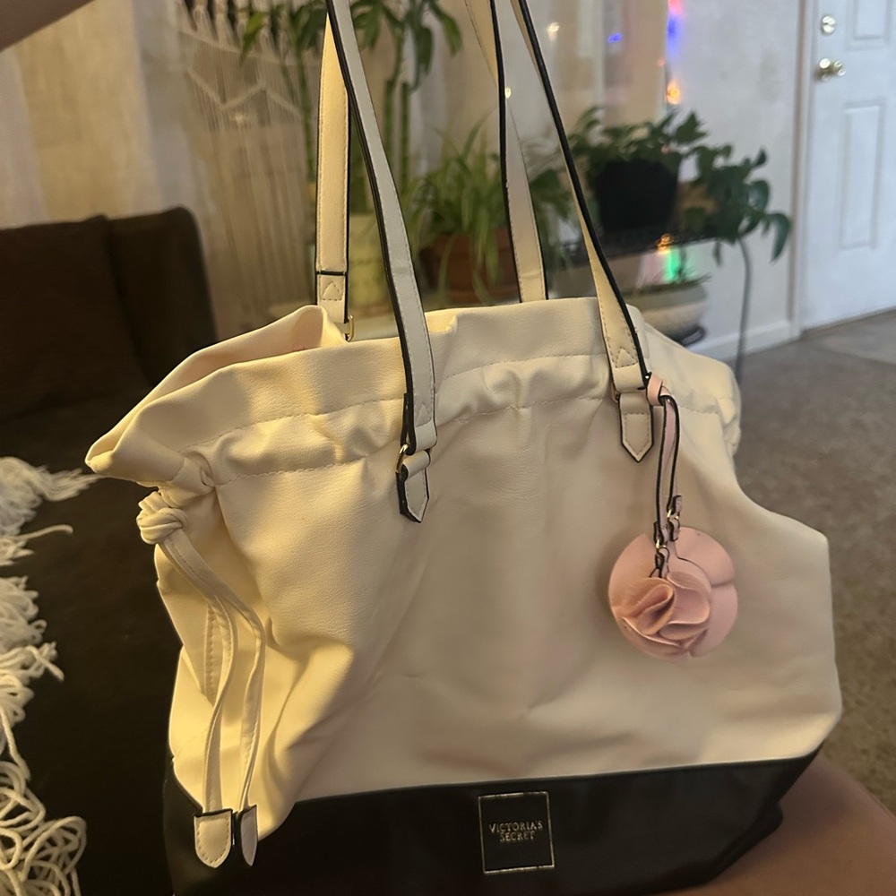 Victoria's Secret Cream and Black Tote Bag